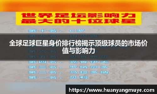全球足球巨星身价排行榜揭示顶级球员的市场价值与影响力